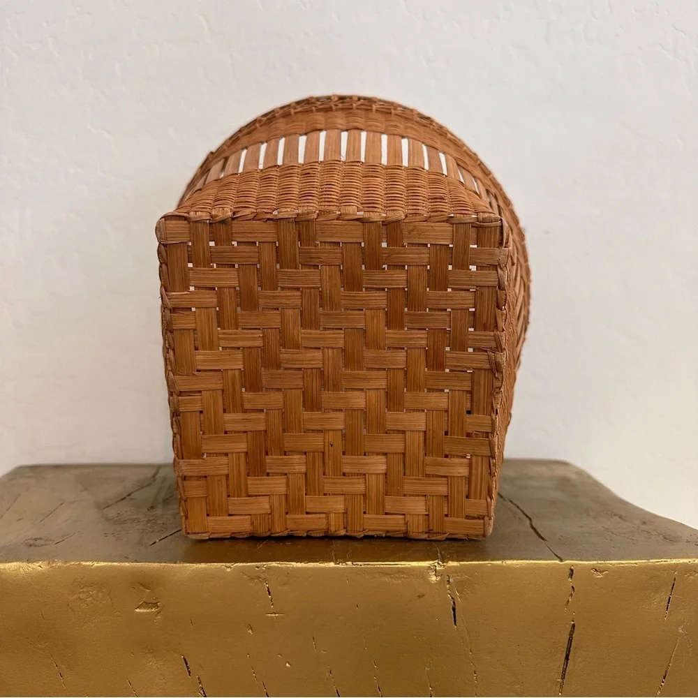 Vintage 1960s Japanese/Thai Woven bamboo harvest decorative basket-14” tall